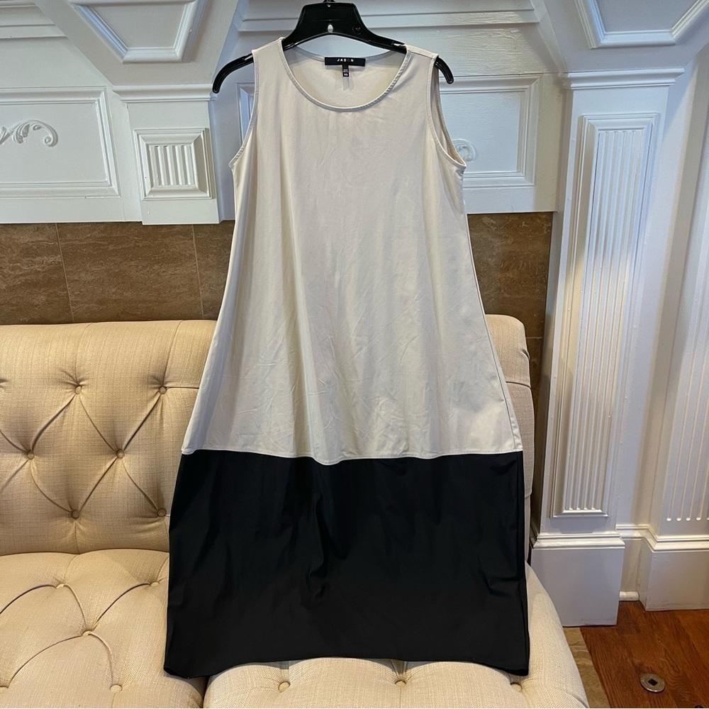 Jason Dress Oatmeal Black Tank Dress Oversized XS Made in USA